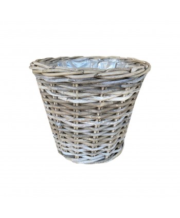 MACETA DE RATTAN GRIS....