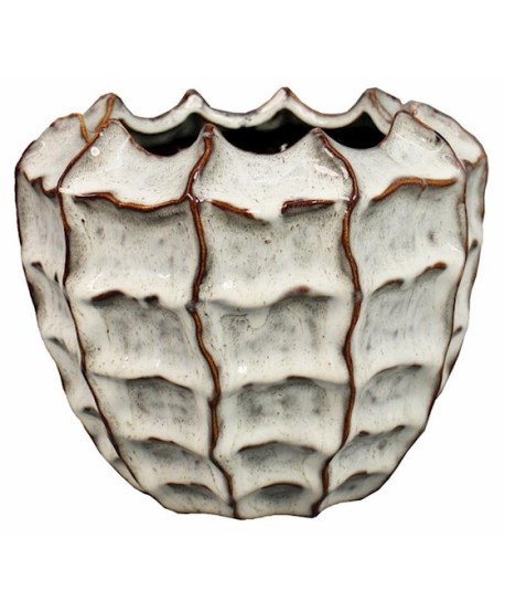 Gripper Vaso In Legno Con Supporto In Ferro A Forma Di Rubinetto | 15x15x13 Cm | Arredo Shabby Chic Per Terrazzo E Giardino