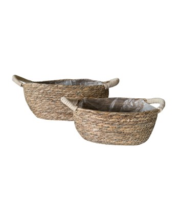 CESTA DE YUTE NATURAL OVAL....