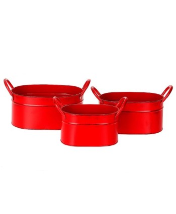 MACETA DE ZINC ROJA OVAL....