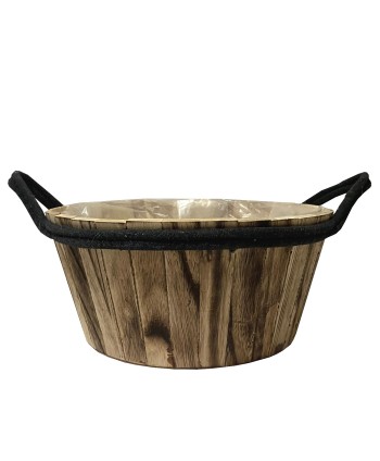MACETA DE MADERA CON ASAS....