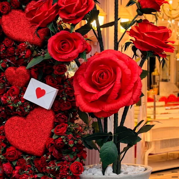 Rosas gigantes para decoración de escaparates